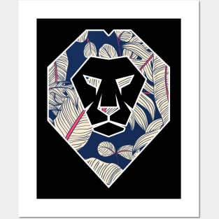 Tropical Pattern, Lion Head Shape, Floral Posters and Art